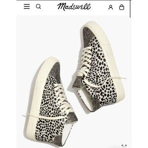 Madewell Sidewalk High Top Sneakers in Spot Mix Suede Calf Hair Size 7.5